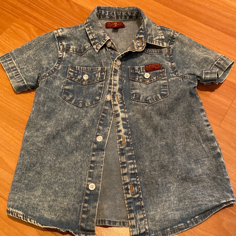 7 for all mankind toddlers denim button up shirt 3T